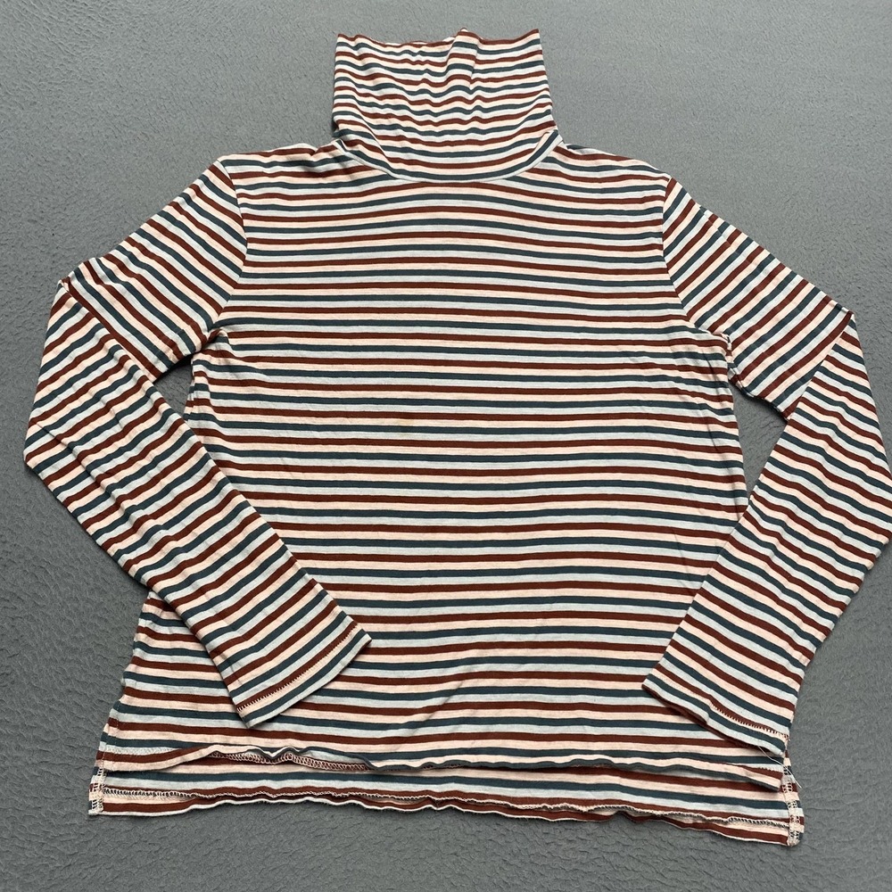 Madewell Shirt Womens Medium Multicolor Stripe Jersey Turtleneck Long Sleeve